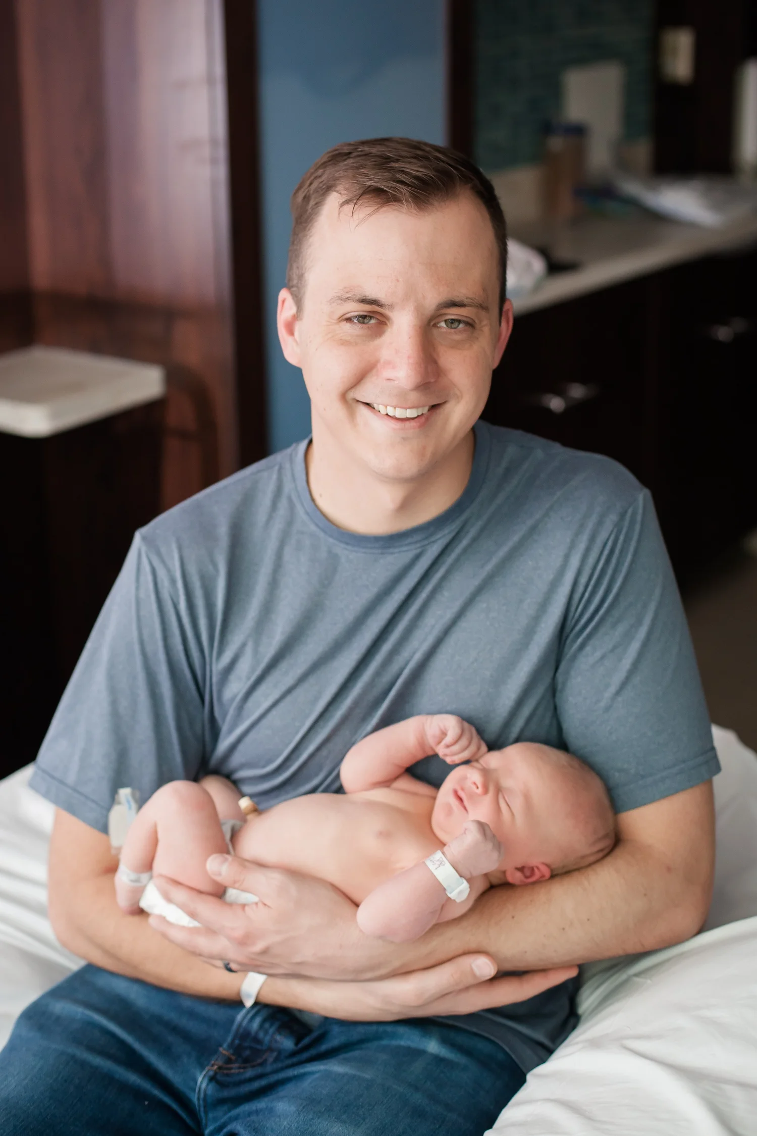 Nathan Pigott, founder of Medvo, with his newborn